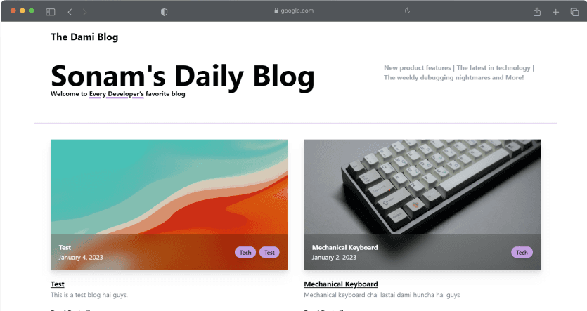 The Dami Blog: Blog App